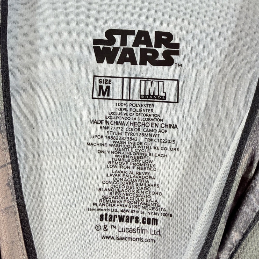 Star Wars The Mandalorian Camo Baseball Jersey Medium M Mando Mythosaur NWT - Picture 5 of 8